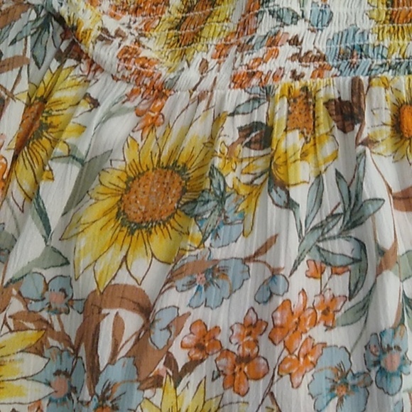 MAURICES FLOWY FLORAL OFF SHOULDER DRAWSTRING GATHERED BODICE TOP - Picture 4 of 5